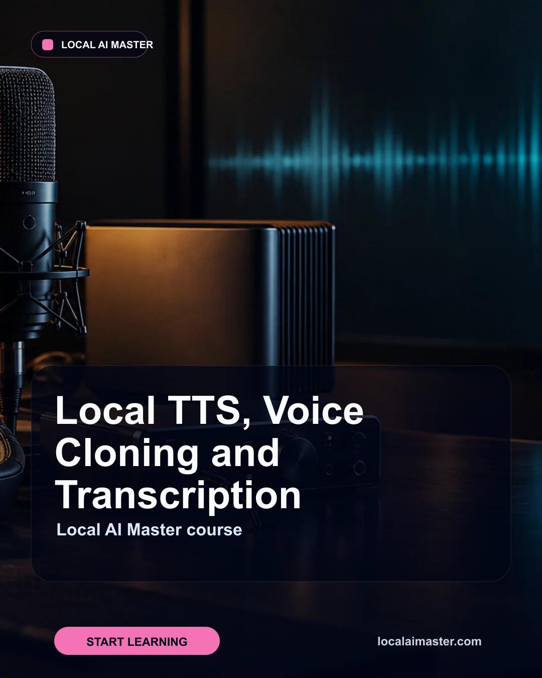 A studio microphone in front of an audio waveform on a dark screen