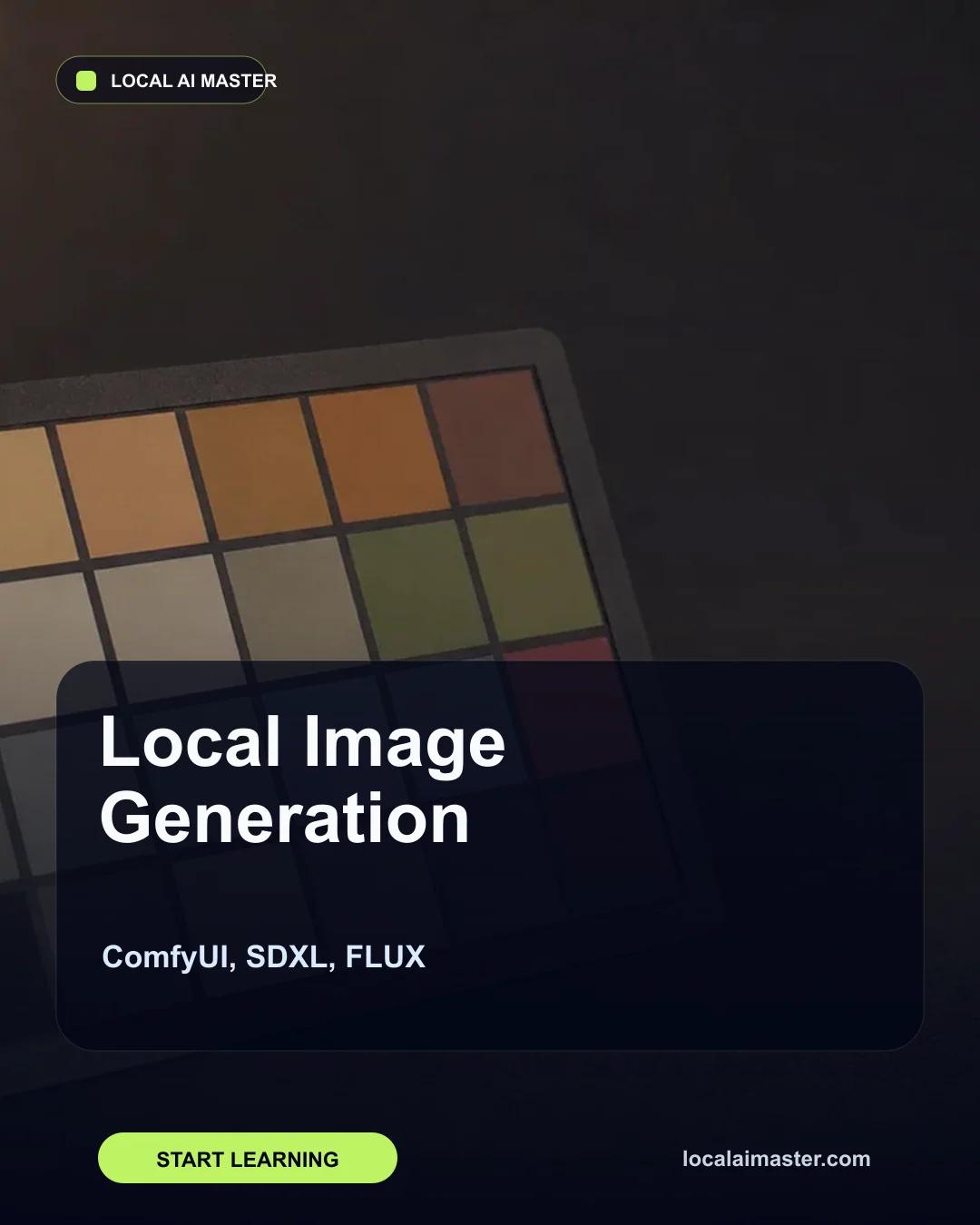 A photographic colour-checker card leaning against a camera lens