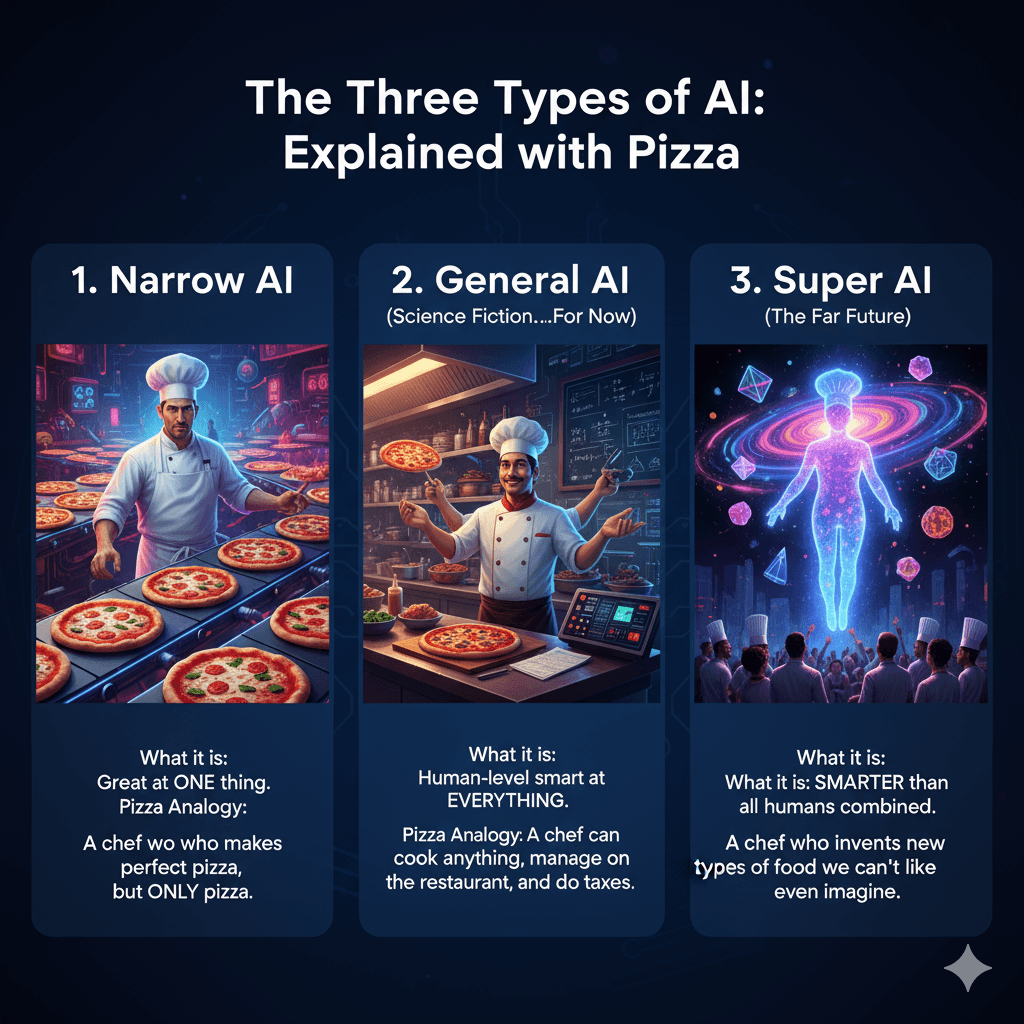 The Three Types of AI: Narrow, General, and Super AI